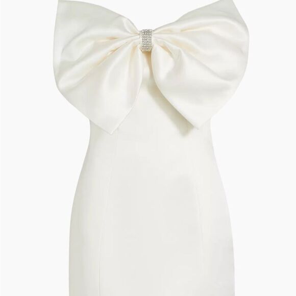 NWOT Bronx and Banco Evie Bow Satin Minidress Elegant white Mini Dress - Picture 8 of 16